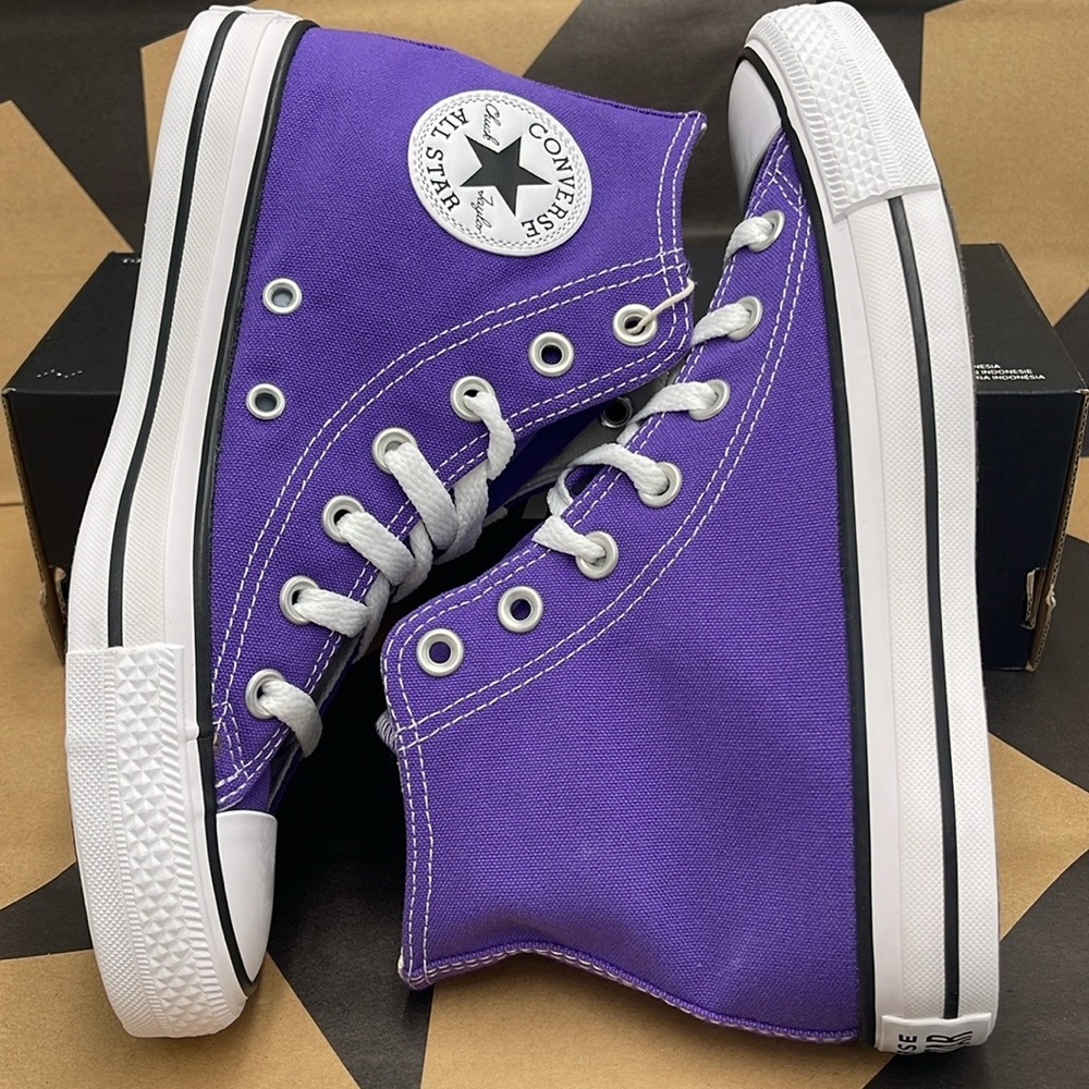Converse WMNS All Star Purple Canvas Sneakers Hi Top Sneakers 137833F - Picture 9 of 16